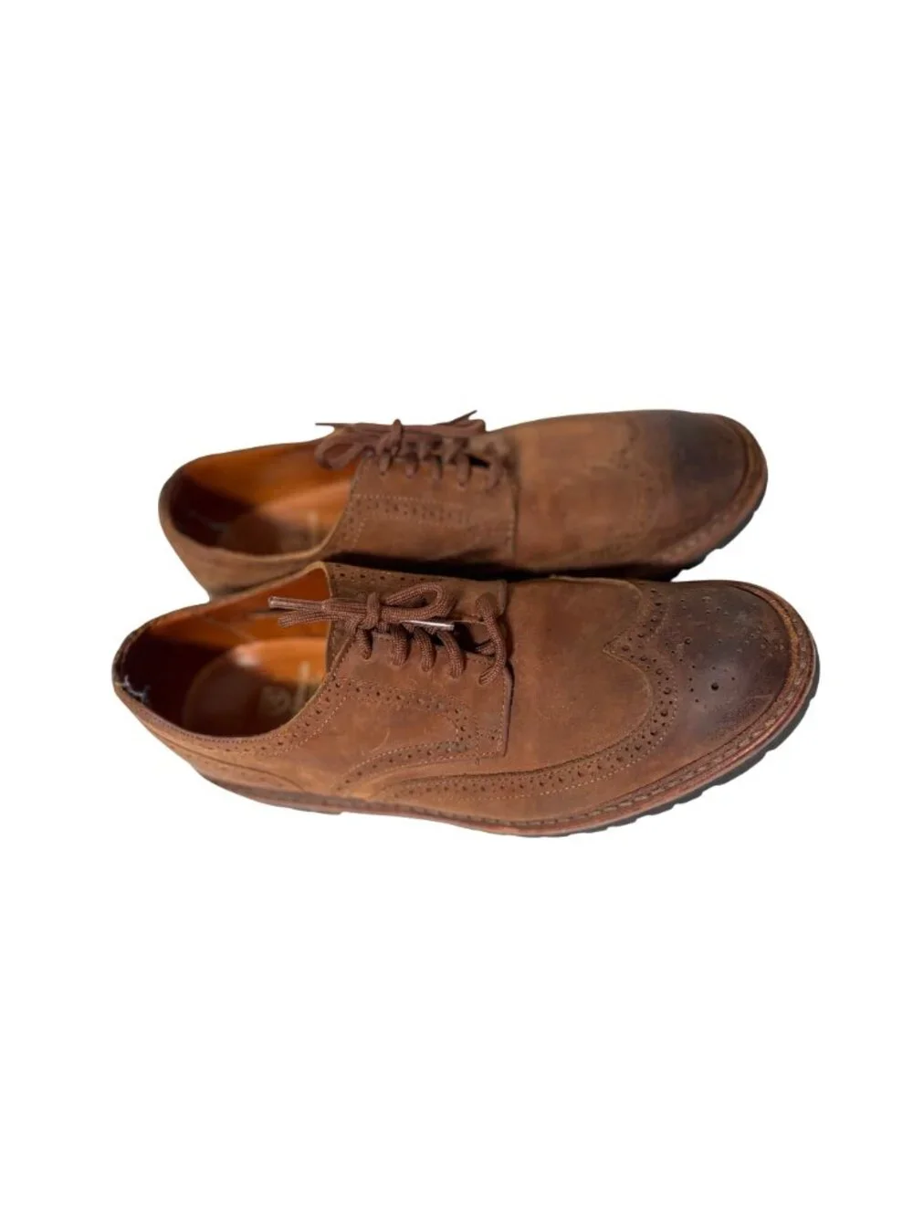 Allen Edmonds Mens Size 9.5 Wingtip Brown Leather Lace Tie Shoes 4600S Thousand